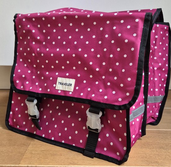 Traveler dubbele fietstas roze - 30 liter - waterdicht polyester van Merkloos