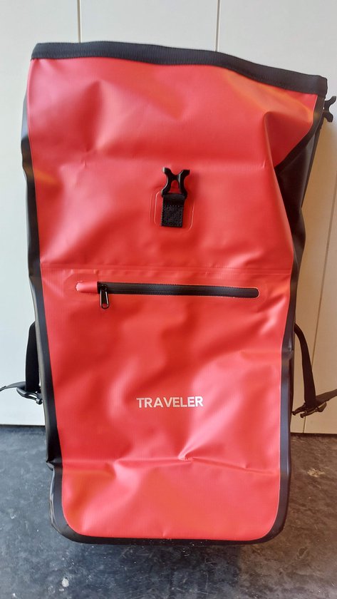 Traveler waterdichte bisonyl enkele fietstas - rood - 31 liter van T