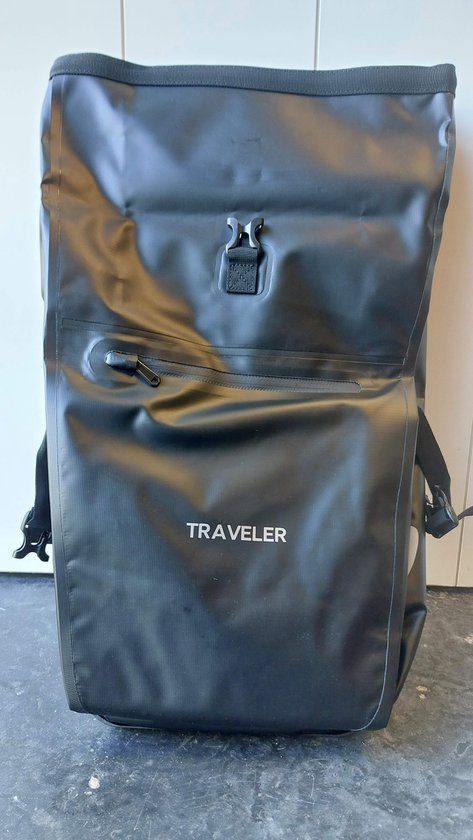 Traveler waterdichte bisonyl enkele fietstas - zwart - 31 liter van T