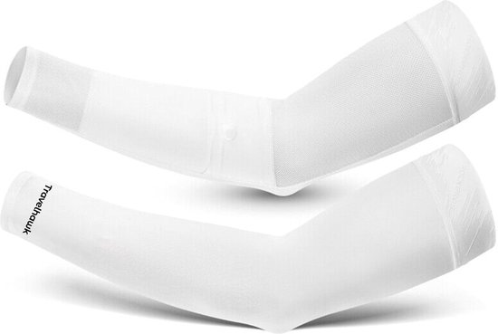 Travelhawk Arm Sleeve - Sleeve - Sleeves - Armstukken - Armstukken Wielrennen - Zonbescherming - 2 stuks - Wit - Maat L