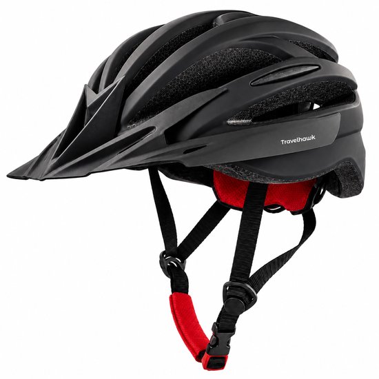 Travelhawk Fietshelm - Volwassenen - Mountainbike Helm - Dames en Heren - Elektrische Fiets Helm - Afneembaar Vizier - 58- 61cm - M/L