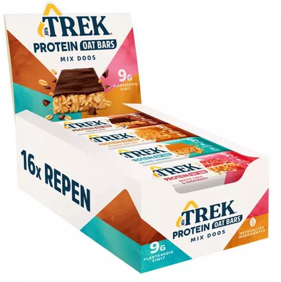 Trek Flapjack Protein Oat Bars - Protein Bar - Havermout Reep - Plantaardige Eiwitten - 800 gram (16 repen) van Trek