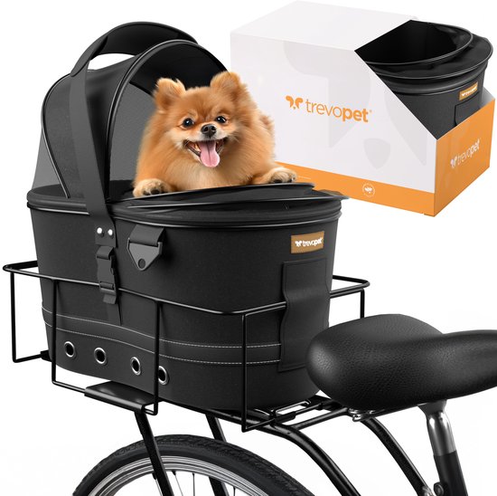Trevopet® – Fietsmand hond – Hondenmand fiets – Hondenfietsmand Elektrische Fiets – Hondenfietsmand – Hondenfietsmand Achterop – 2-in-1 Draagtas & Fietsmand – Voor honden tot 12 kg – Stevig Oxford Materiaal met Zachte Voering – Zwart van Trevopet