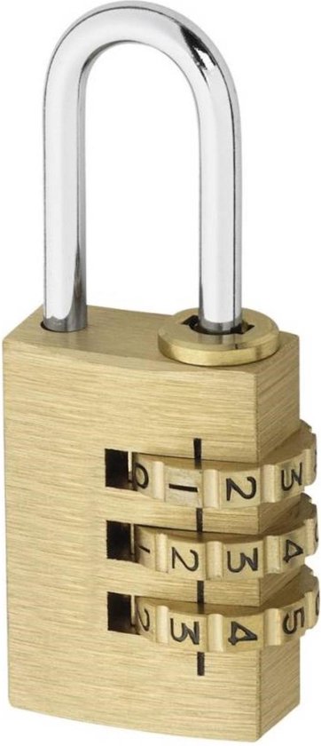 Tri-Circle Compact hangslot - Driecijferige code - Messing - 20 mm van T