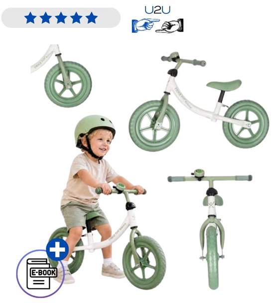 Trike Fix Balance Loopfiets Groen - Kinderfiets Zonder Pedalen - Loopfiets Vanaf 2 Jaar - Verstelbaar Zadel En Stuur - EVA Wielen - Stalen Frame - Balansfiets Voor Jongens En Meisjes - Lichtgewicht Kinderfiets Met Bel Met Ebook