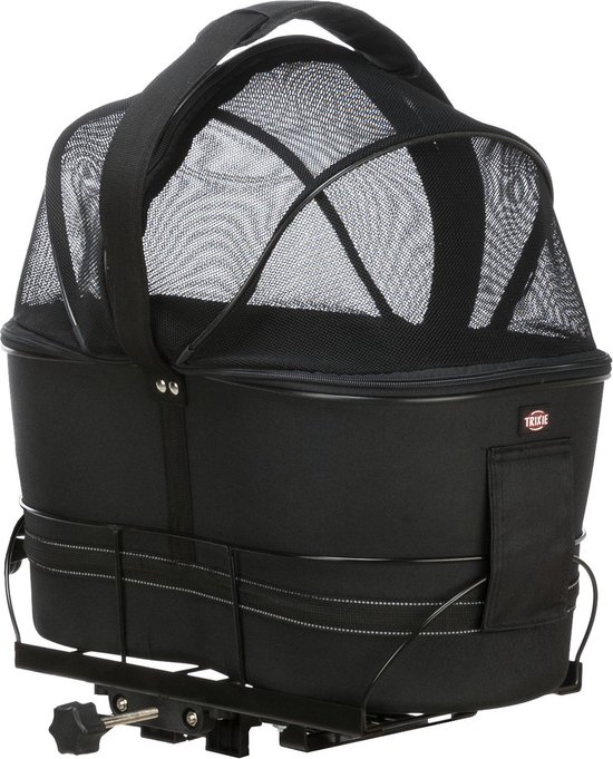 Trixie - EVA Fietsmand Achterop - Zwart - Met Kussen en Kap - 48X29X42 cm van Trixie