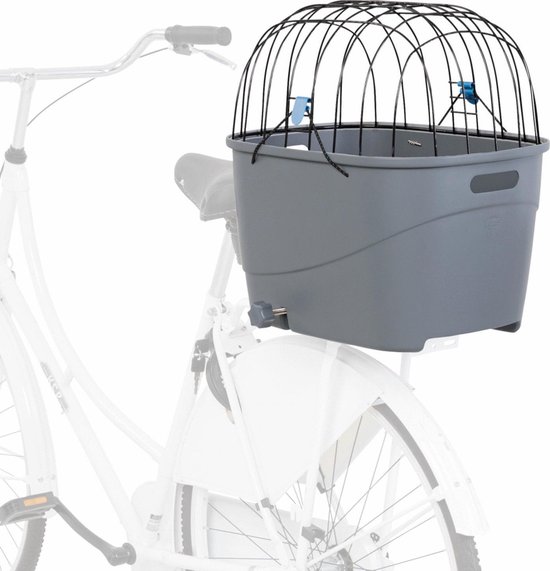 Trixie - Fietsmand voor Bagagedrager met Draadkoepel - Kunststof - Grijs - 46X36X47 cm van Trixie