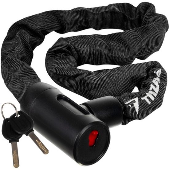 Trizand Fietsslot - L90 cm - zwart - RVS - ketting - fietsketting - beugelslot - inclusief 2 sleutels