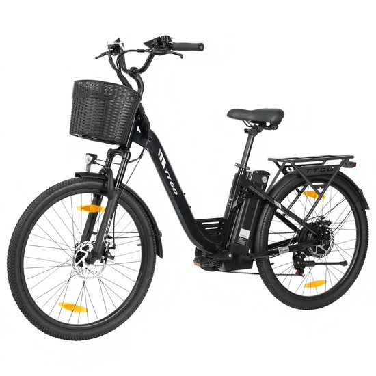 TTGO C2 PRO Elektrische Fiets - 250W Motor - 36V18Ah Accu - 26x1.95" Banden - Max Snelheid 25km/u - Max Bereik 80-120km - Shimano 7 Versnellingen - Zwart van TTGO
