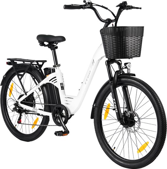 TTGO C2PRO E-bike - 25 km/u - 26inch - 80km actieradius - 250W motor - 36V18Ah accu - 52NM - wit