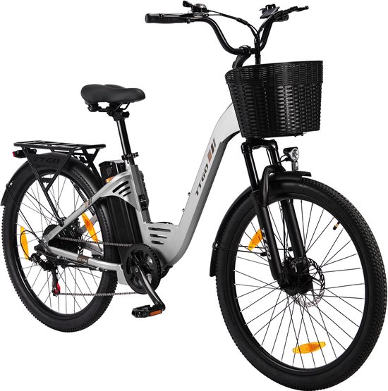 TTGO C2PRO E-bike - 25 km/u - 26inch - 80km actieradius - 250W motor - 36V18Ah accu - 52NM - zilver
