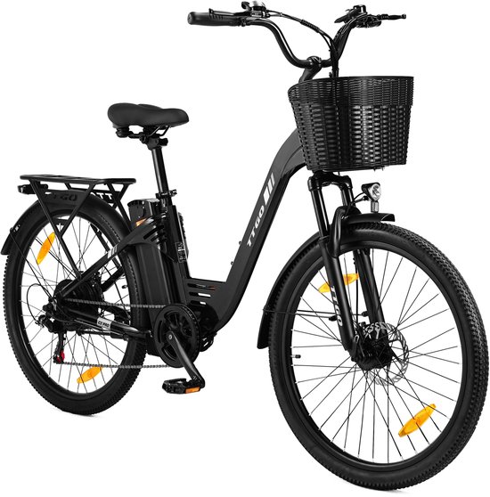 TTGO C2PRO E-bike - 25 km/u - 26inch - 80km actieradius - 250W motor - 36V18Ah accu - 52NM - zwart