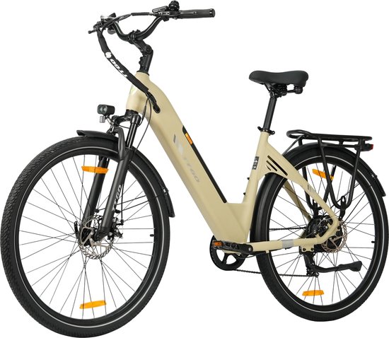 TTGO C3 SE Elektrische Fiets - 250W Motor - 36V18Ah Accu - Max Snelheid 25km/u - 28 INCH Banden - Max Bereik 80-120km - Shimano 7 Versnellingen - Beige van TTGO