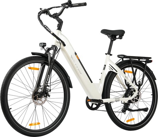 TTGO C3 SE Elektrische Fiets - 250W Motor - 36V18Ah Accu - Max Snelheid 25km/u - 28 Inch Banden - Max Bereik 80-120km - Shimano 7 Versnellingen - Wit van TTGO