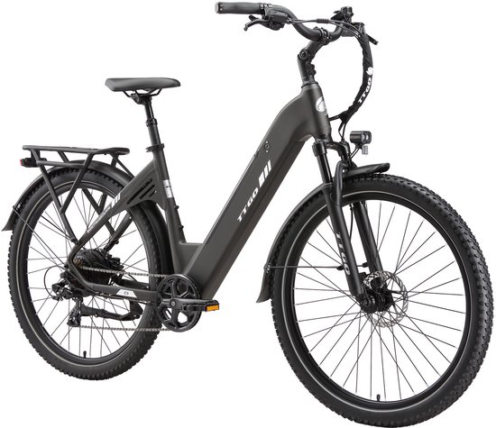 TTGO C5 Elektrische Fiets – 250W Motor – 48V 13.5Ah Accu – 90-110 km Bereik – 27.5"×2.4" Banden – Drievoudige Vering – Shimano 7s – Hydraulische Schijfremmen - Grijs