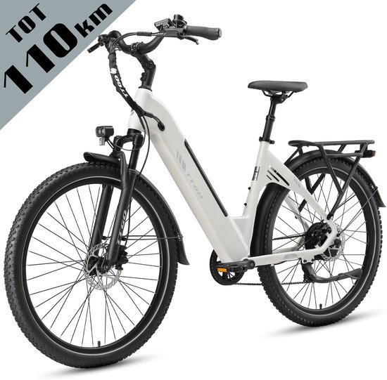 TTGO C5 Elektrische Fiets - 648Wh Accu - Actieradius tot 110 km - 48V 250W Motor -Hydraulische Schijfremmen - 27,5 × 2,4Inch Banden-Shimano 7 Versnellingen - Aluminium Frame - LCD Display - Elektrische Stadsfiets - Max. Belasting 125 kg - Parelwit