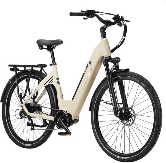 TTGO C7 SE Elektrische Fiets – 648Wh Lithium Accu – Actieradius tot 150 km – 36V 250W Middenmotor – Hydraulische Schijfremmen – 28×2.0 inch Banden – Shimano 9 Versnellingen – Aluminium Frame – LCD Display – Elektrische Stadsfiets– Zandgeel van Merkloos