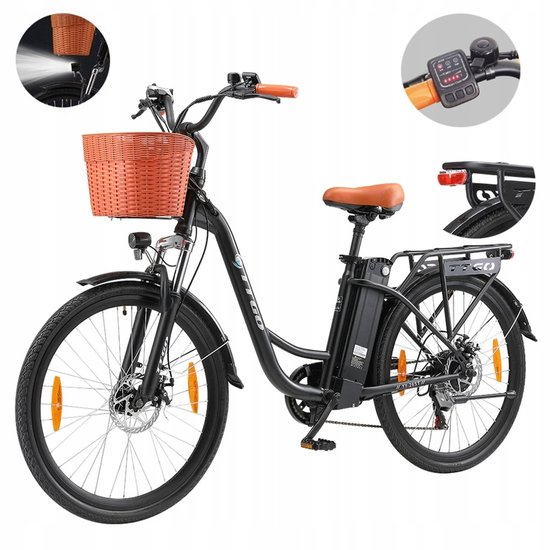 TTGO City E-Bike 26" – 250W Motor, 75km Bereik, 36V 14.5Ah Accu, 6-Speed Shimano, Schijfremmen – Zwart van TTGO