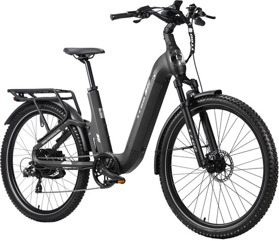 TTGO E-SUVO Elektrische Fiets – 250W Motor – 48V 15Ah Accu – 100-120 km Bereik – 27.5" × 2.4" Banden – Hydraulische Schijfremmen – Shimano 7s - Grijs