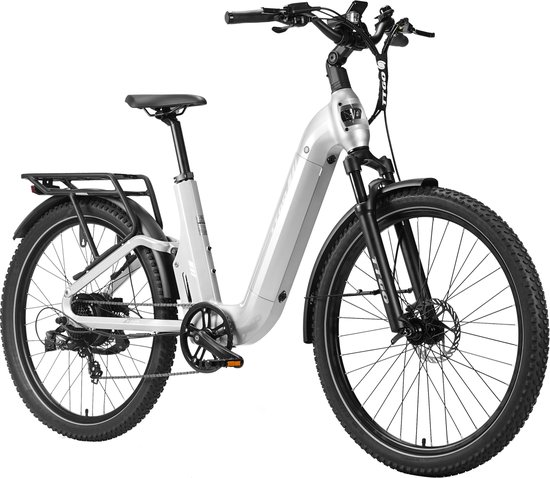 TTGO E-SUVO Elektrische Fiets – 250W Motor – 48V 15Ah Accu – 100-120 km Bereik – 27.5" × 2.4" Banden – Hydraulische Schijfremmen – Shimano 7s - Zilver