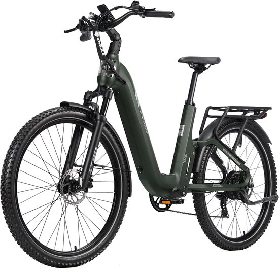 TTGO E-SUVO Elektrische Fiets - 48V15AH Accu - 250W Motor - 27.5 INCH Banden - Actieradius 100KM - Hydraulische Schijfremmen – Shimano 7 Versnellingen - Groen