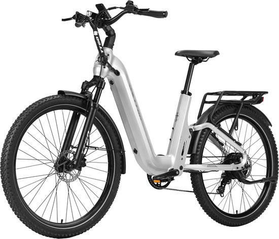 TTGO E-SUVO Elektrische Fiets - 48V15AH Accu - 250W Motor - 27.5 INCH Banden - Actieradius 100KM - Hydraulische Schijfremmen – Shimano 7 Versnellingen - Zilver