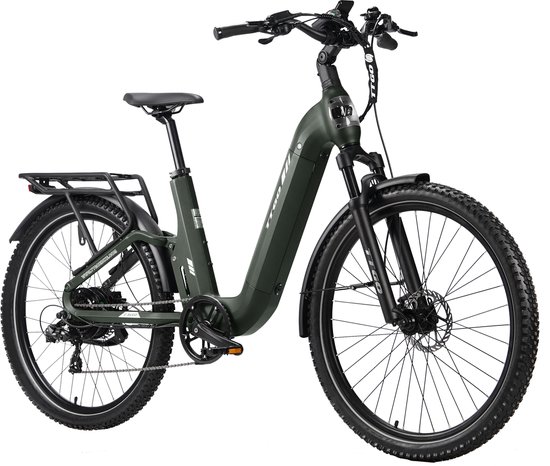 TTGO E-SUVO S6 - Full Suspension Elektrische Mountainbike - 27,5 inch Aluminium Softtail Frame - 120 km Actieradius - 720Wh Grote Accu - 70Nm Krachtig Koppel - Hydraulische Schijfremmen - Shimano 7 Versnellingen - Groen