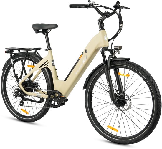 TTGO Elektrische Fiets C3 SE - 28 Inch E-Bike Stadsfiets - 18Ah Accu tot 120 km Bereik - Shimano 7 Speed- Aluminium Frame - Geel van Merkloos