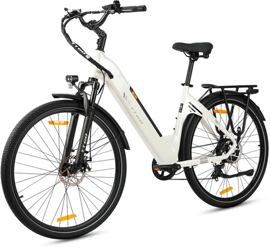 TTGO Elektrische Fiets C3 SE - 28 Inch E-Bike Stadsfiets - 18Ah Accu tot 120 km Bereik - Shimano 7 Speed- Aluminium Frame - Wit van Merkloos