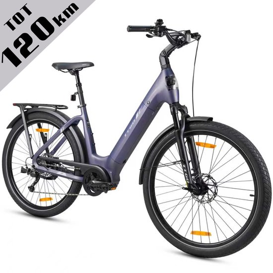 TTGO Elektrische Fiets - Stadsfiets 27.5 Inch - Middenmotor - 18Ah Accu tot 120 km - Shimano 9 Versnellingen - Hydraulische Schijfremmen - Blauw