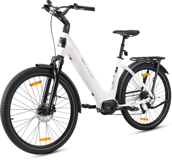 TTGO Elektrische Fiets - Stadsfiets 27.5 Inch - Middenmotor - 18Ah Accu tot 120 km - Shimano 9 Versnellingen - Hydraulische Schijfremmen - Wit van Merkloos