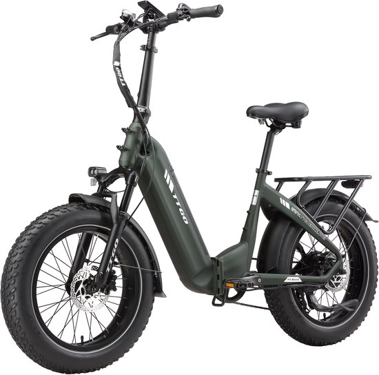 TTGO F6 Bost Elektrische Fiets – 48V 18Ah Lithium Accu – Actieradius tot 140 km – Opvouwbaar – 20×4.0 inch Fatbike Banden – Hydraulische Schijfremmen – 48V 250W Achterwielmotor – Verende Voorvork met Lock-out– Elektrische Stadsfiets –Groen van Merkloos