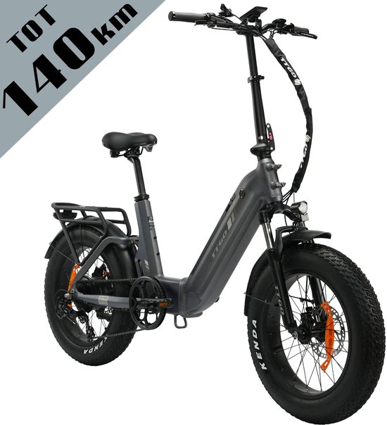 TTGO F6 Pro Elektrische Fiets – Opvouwbaar – 48V 18Ah Lithium Accu – Actieradius tot 140 km – Aluminium Frame met Achtervering – 20×4.0 inch Fatbike Banden – Hydraulische Schijfremmen – Shimano 7 Versnellingen – Elektrische Stadsfiets – Grijs