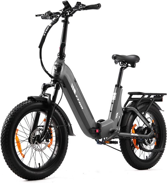 TTGO F7 E-bike - 25 km/u - 20inch - 35km actieradius - 250W motor - 48V15Ah accu - 70NM - volledig geveerd frame + vergrendelbare voorvork - Shimano 7-speed - hydraulische schijfremmen - grijs