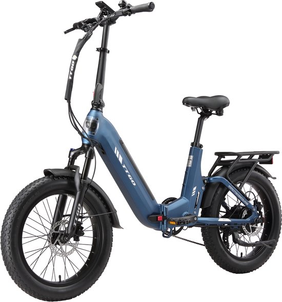 TTGO F7 Elektrische Fiets - 20 Inch Banden - 250W Motor - 48V15Ah Accu - Max Snelheid 25km/u - Max Bereik 100-120 km - Shimano 7 Versnellingen - Blauw