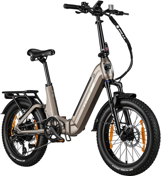 TTGO F7 Elektrische Fiets - 250W Motor - 48V15Ah Accu - 20 Inch Banden Vouwfiets - Max Snelheid 25km/u - Max Bereik 100-120 km - Shimano 7 Versnellingen - Champagne goud