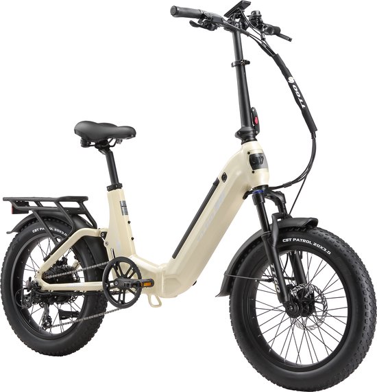 TTGO F7 Opvouwbare Elektrische Fiets - Aluminium Frame met Achtervering - 720Wh Lithium Accu - Actieradius tot 120 km - 20×3.0 inch Brede Banden - Hydraulische Schijfremmen - Achterwielmotor - Shimano 7 Versnellingen– Elektrische Stadsfiets– Parelwit van TTGO