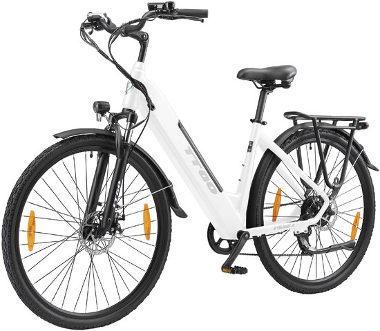 TTGO HZ-28ST E-bike - 25 km/u - 28inch - 80km actieradius - 250W motor - 36V20Ah accu - aluminium frame - Shimano 7-speed - wit