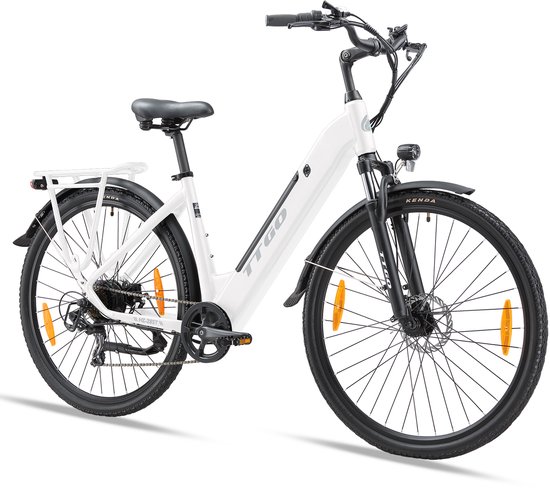 TTGO HZ-28ST Elektrische Fiets - 250W Motor - 36V20Ah Accu - Max Snelheid 25km/u - Max Bereik 80-120km - Shimano 7 Versnellingen - Wit van Merkloos