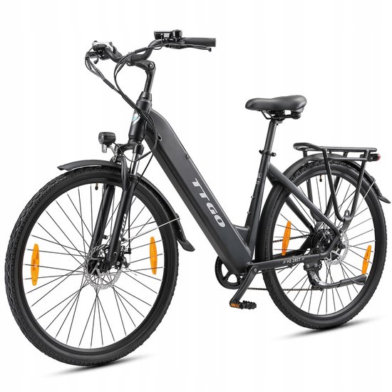 TTGO HZ-28ST Elektrische Fiets – 28" Aluminium, 110km Bereik, 250W Motor, 7-Speed Shimano, Schijfremmen – Zwart van TTGO