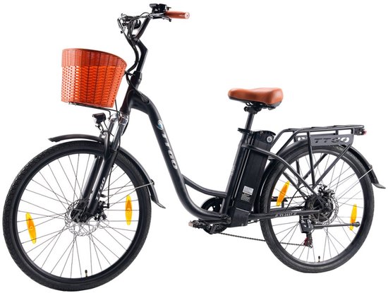 TTGO YY-26ST Elektrische Fiets - 250W Motor - 36V14.5Ah Accu - 26x1.75" Banden - Max Snelheid 25km/u - Max Bereik 60-75km - Shimano 6 Versnellingen - Zwart van Merkloos