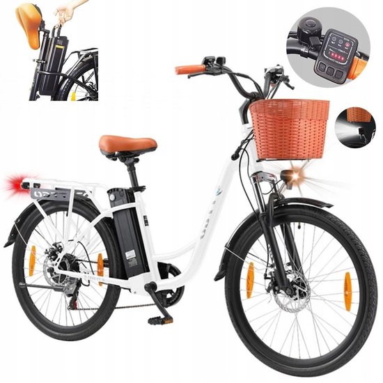 TTGO YY-26ST Robustes City-E-Bike Trekking E-Bike 26" mit 75 km Reichweite - 250W Motor, Scheibenbremsen, 6-Gang Shimano van TTGO