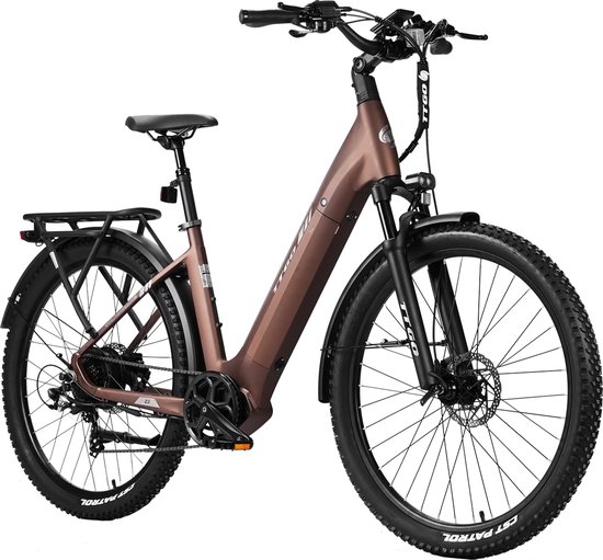 TTGO Z3 Elektrische Fiets - 250W - 48V15Ah Accu - 27.5 Inch Banden - 25km/u - Max Bereik 110-120km - Shimano 7s- Bruin