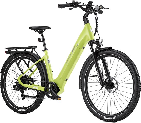 TTGO Z3 Elektrische Fiets - 250W Motor - 48V15Ah Accu - 27.5 Inch Banden - Max Snelheid 25km/u - Max Bereik 110-120km - Shimano 7 Versnellingen - Groen