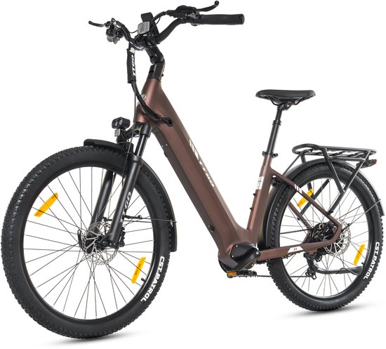 TTGO Z3 Elektrische Fiets - 27.5 Inch Stadsfiets - 720Wh Accu - Achterwielmotor - Actieradius tot 120 km - Shimano 7 Versnellingen - Hydraulische Schijfremmen –Bruin van TTGO