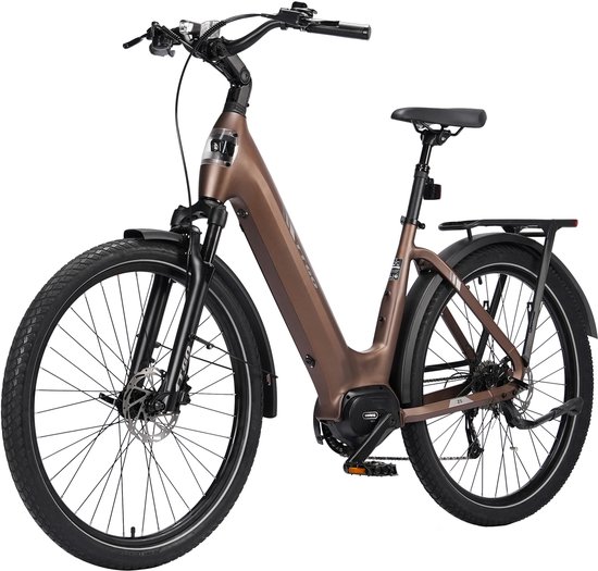 TTGO Z5 Elektrische Fiets - 250W Motor - 36V18Ah Accu - 27.5 Inch Banden - Max Snelheid 25km/u - Max Bereik 110-130km - Shimano 9 Versnellingen - Bruin