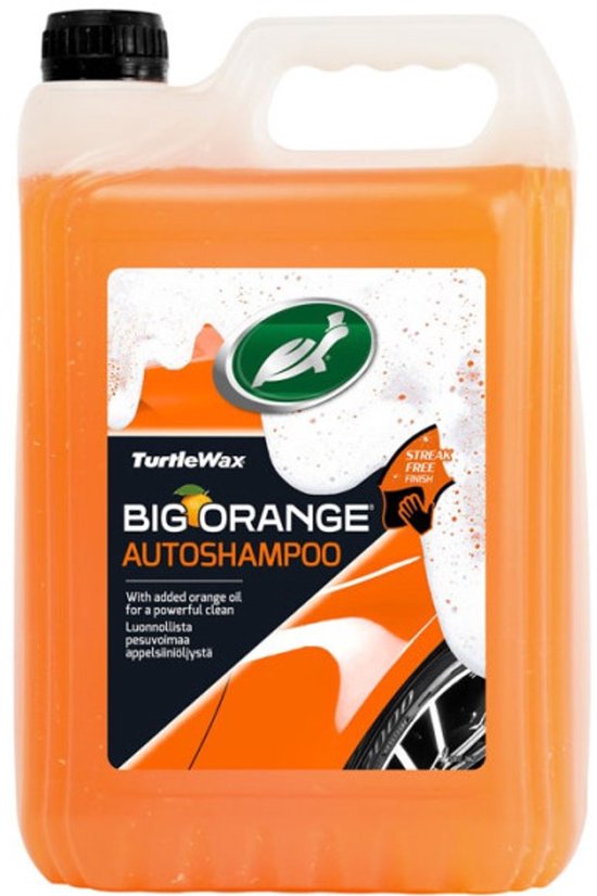Turtle Wax Big Orange Auto Shampoo - Verwijdert snel vuil en viezigheid – Geeft schitterende glans – Streepvrij resultaat - 5 Liter