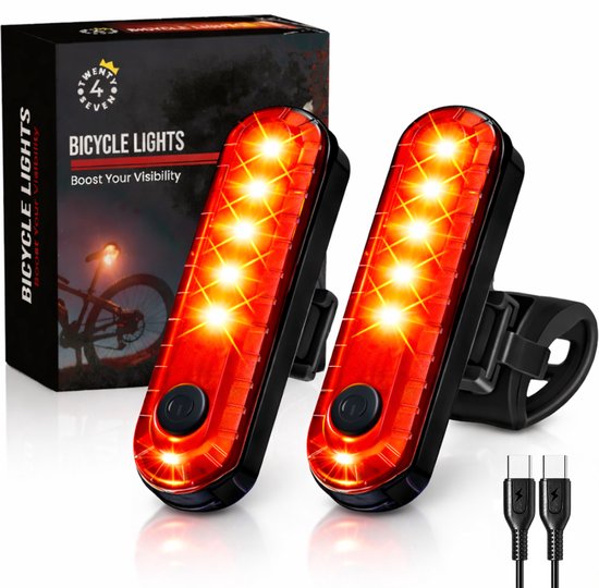 Twenty4seven® Fietsverlichting Set - 2 Stuks - Fietslampjes Achterlicht - Fietslicht Koplamp - USB Oplaadbaar & Waterdicht van Merkloos