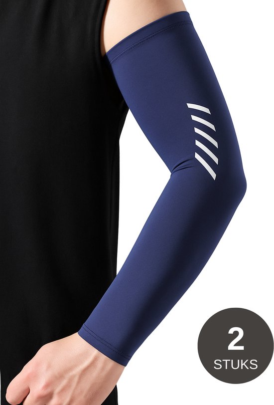 U Fit One UPF 50+ UV Bescherming Arm Sleeves - Verkoelend - Fiets Armstukken UV Bescherming - Blauw- Unisex - 2 Stuks - Maat XL