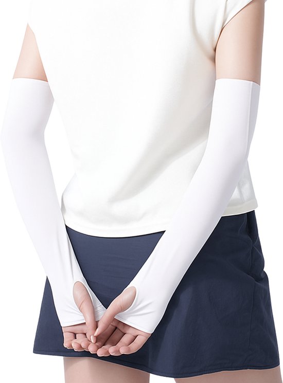 U Fit One UPF 50+ UV Bescherming Arm Sleeves - Verkoelend - Fiets Armstukken UV Bescherming - Wit - Unisex - 2 Stuks - Maat L